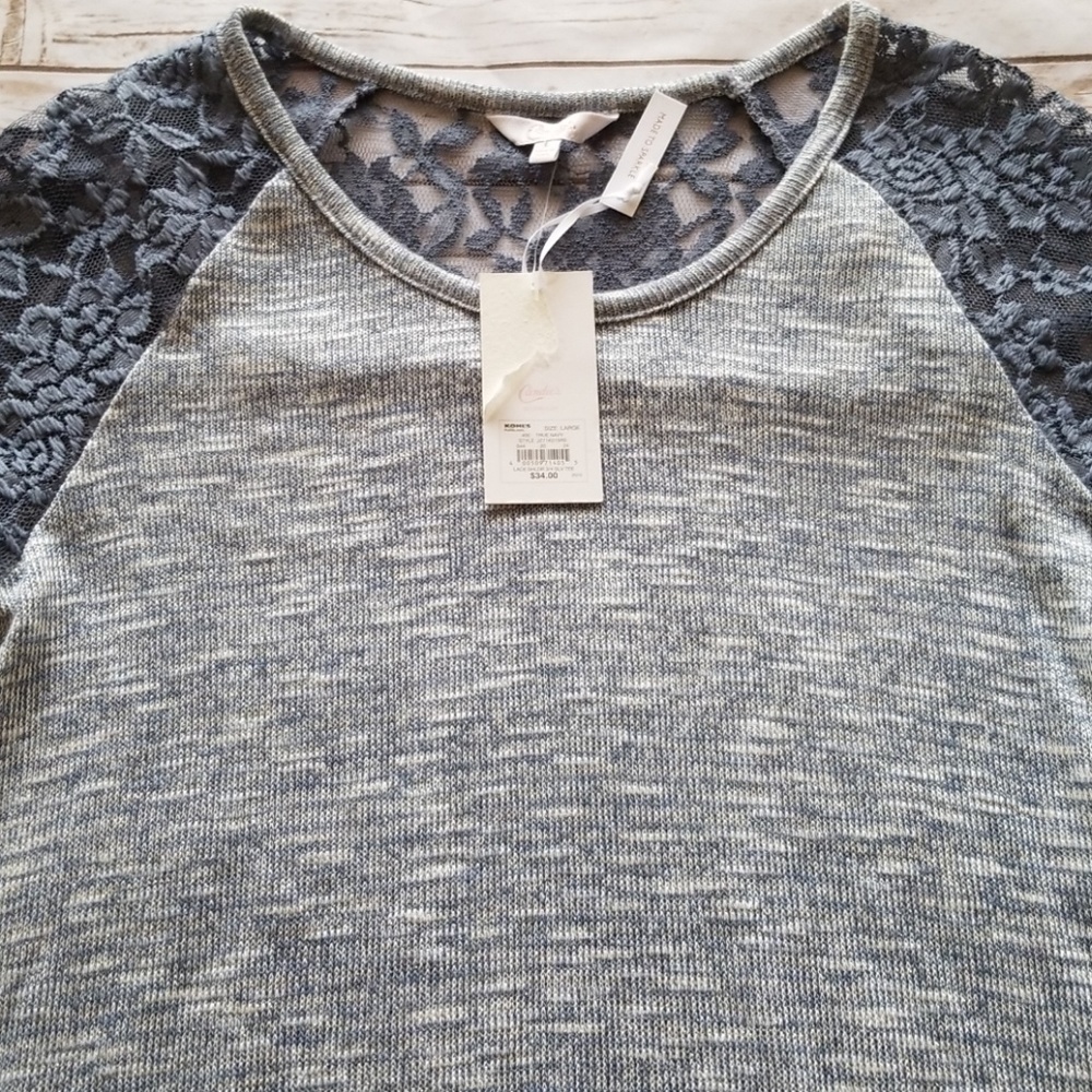 New Candies Metallic Lace Blouse Top Large - Picture 8 of 8